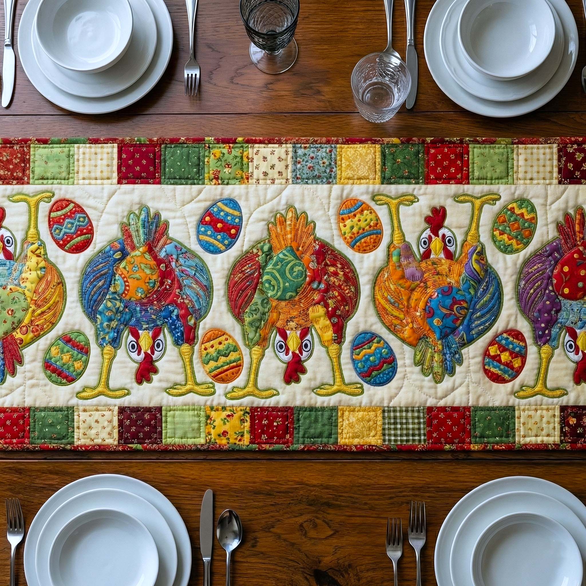Funky Chicken Quilted Table Runner Rustic Farmhouse Table Runner Chicken Novelty Gifts