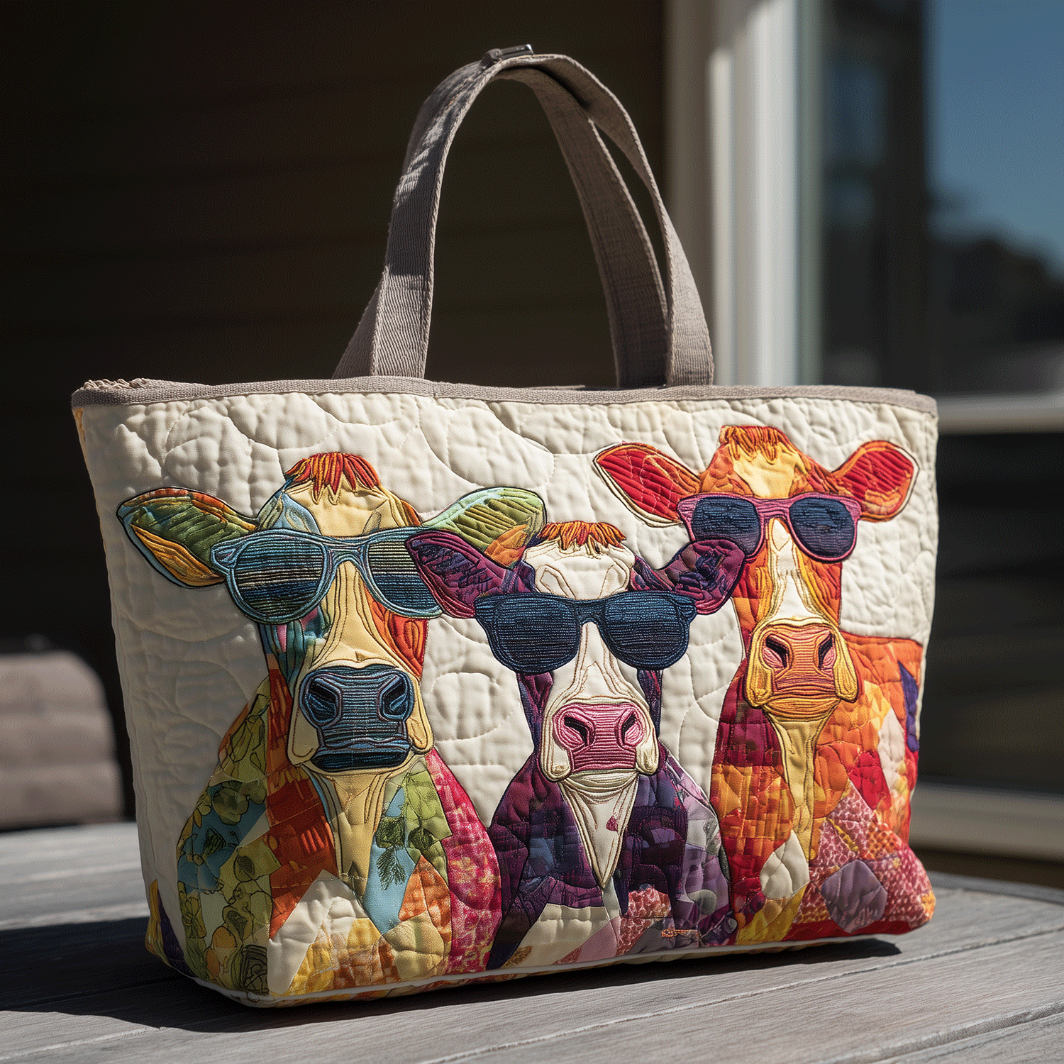 Funky Cows Quilted Tote Bag Perfect Tote Bag Great Mother's Day Gift Ideas