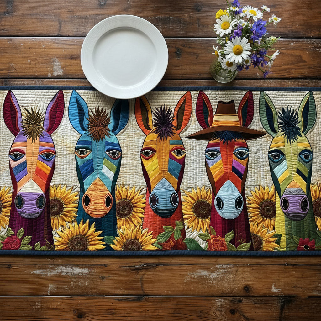 Funky Donkey Quilted Table Runner Country Table Runners Donkey Presents