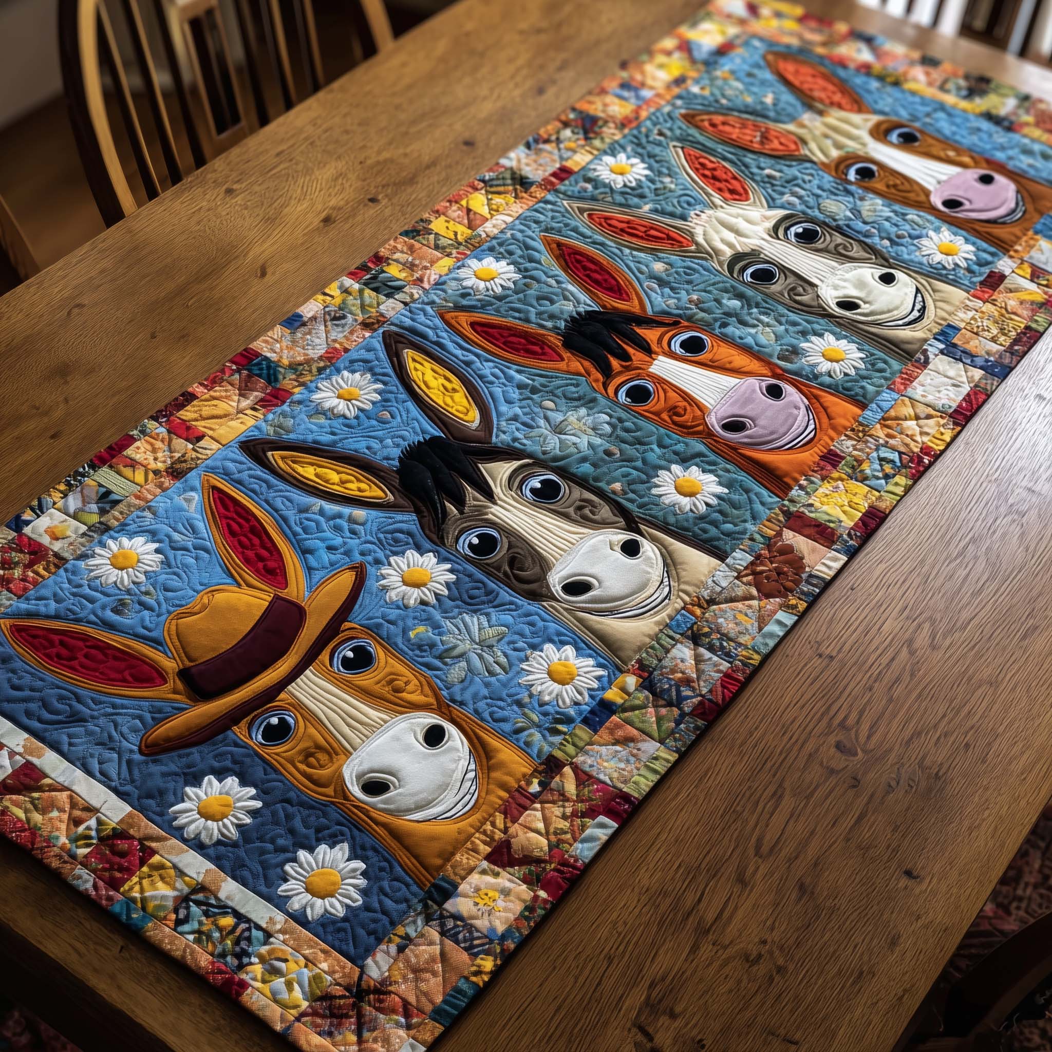 Funky Donkey Quilted Table Runner Farmhouse Table Runner Ideas Unique Donkey Gifts