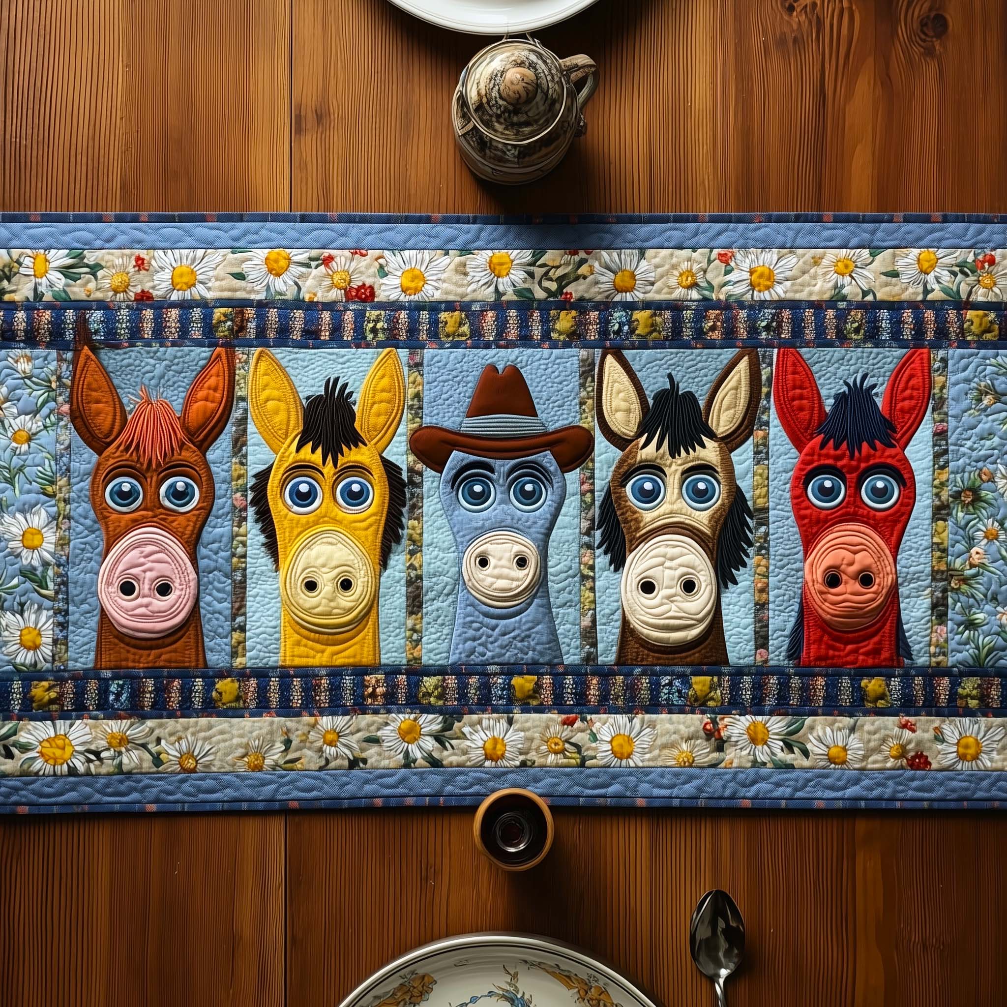 Funky Donkey Quilted Table Runner Rustic Table Runners Gifts For Donkey Lovers