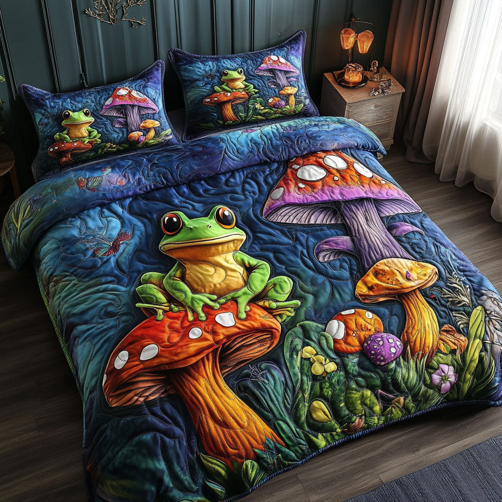 Funky Frogs Quilted Bedding Set Best Bed Sheet Set Frog Gifts For Him
