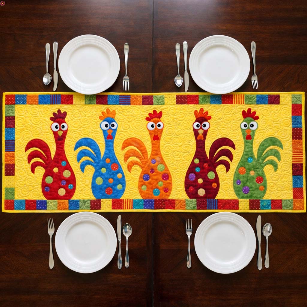 Funny Chicken Quilted Table Runner Dining Room Centerpieces Gifts For Chicken Lovers