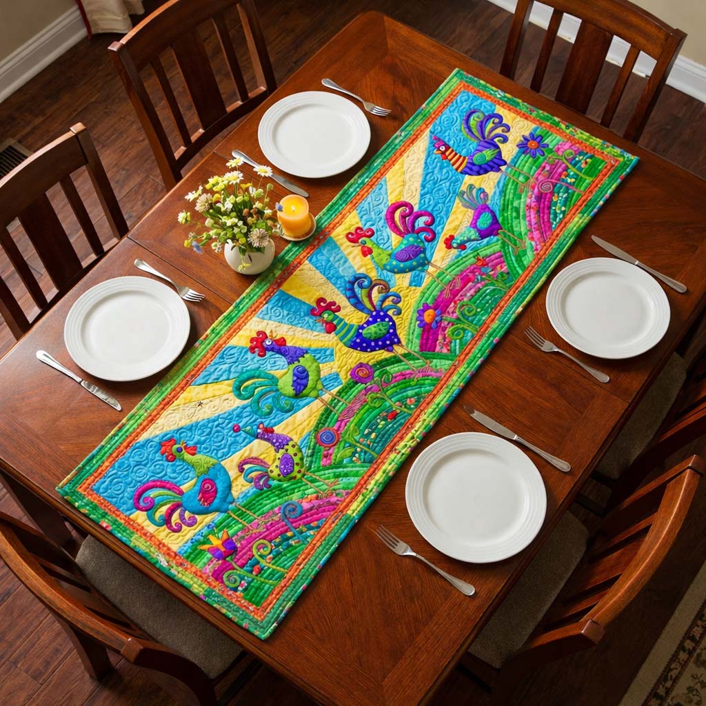 Funny Chicken Quilted Table Runner Dining Room Table Decor Ideas Gifts For Chicken Owners