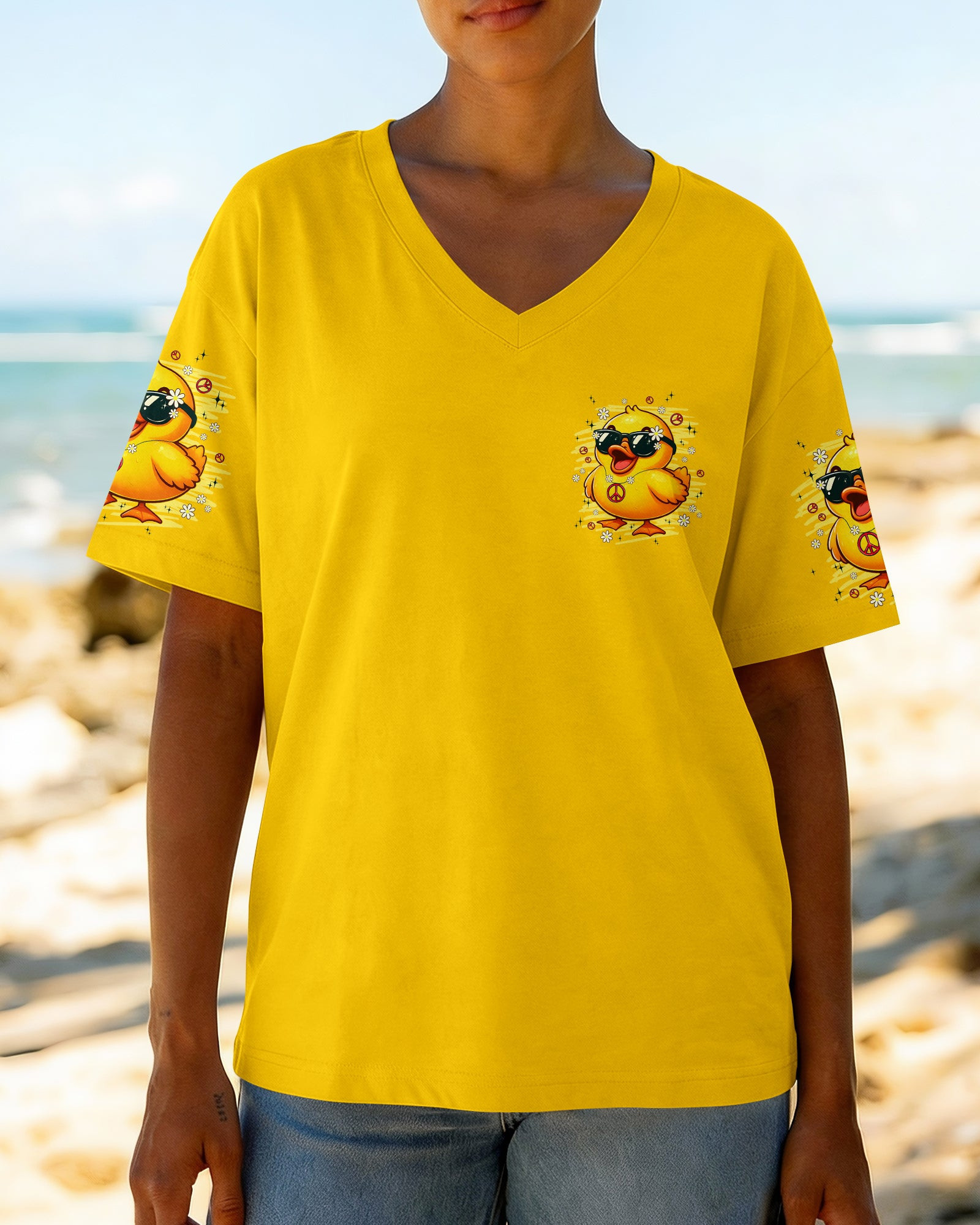 Funny Duck Apparently I Have An Attitude V-Neck Shirt Cute Animal Clothing Gift For Her