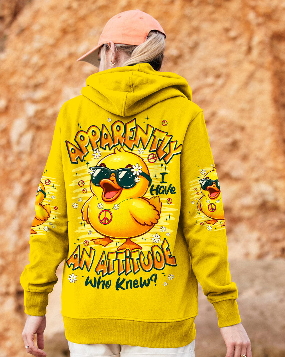 Funny Duck Apparently I Have An Attitude Zip Hoodie Cute Animal Pullover Gift For Duck Lovers - Image 2