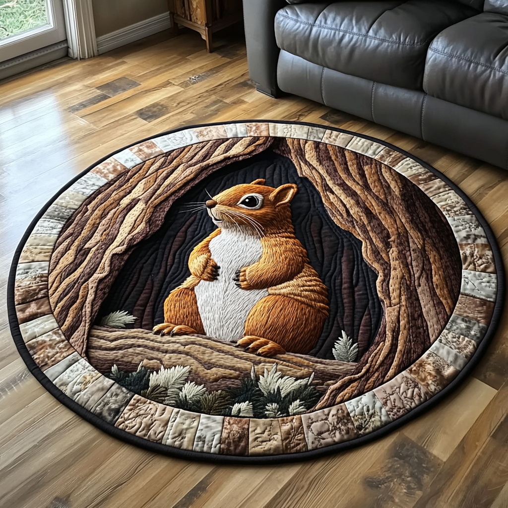 Furry Friend Quilted Round Mat Circle Rugs Small Gifts For Dad Who Wants Nothing