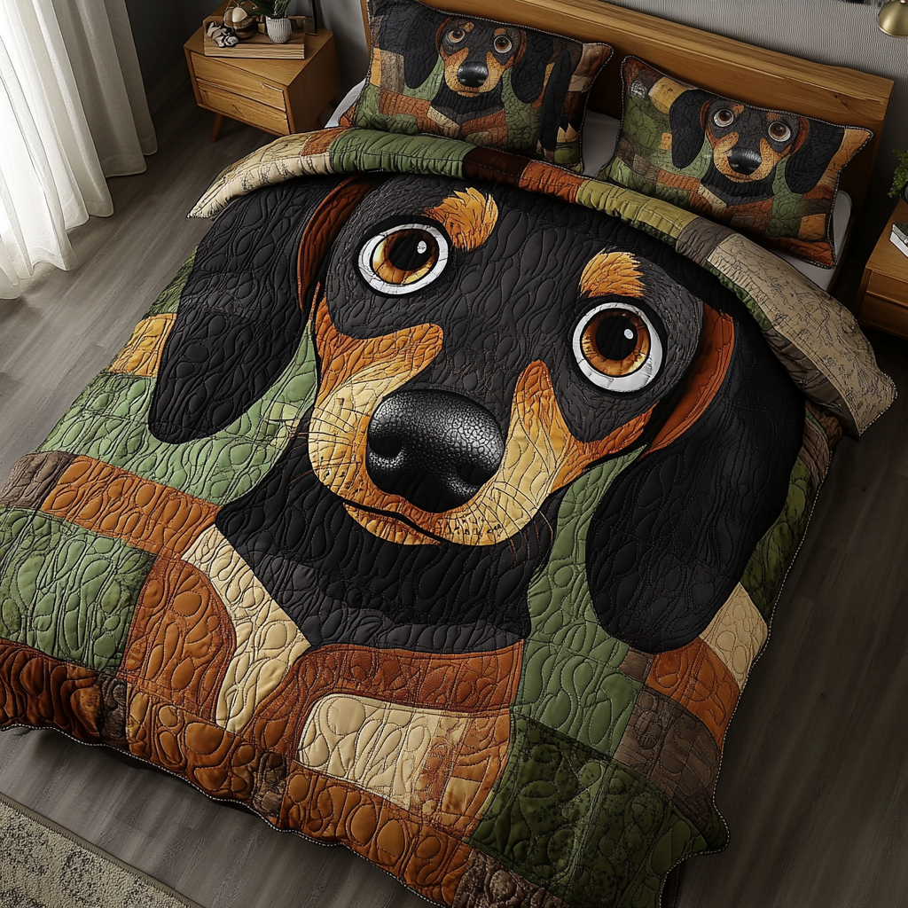 Furry Haven Quilted Bedding Set Bed Decor Ideas Dachshund Gifts For Dog Lovers