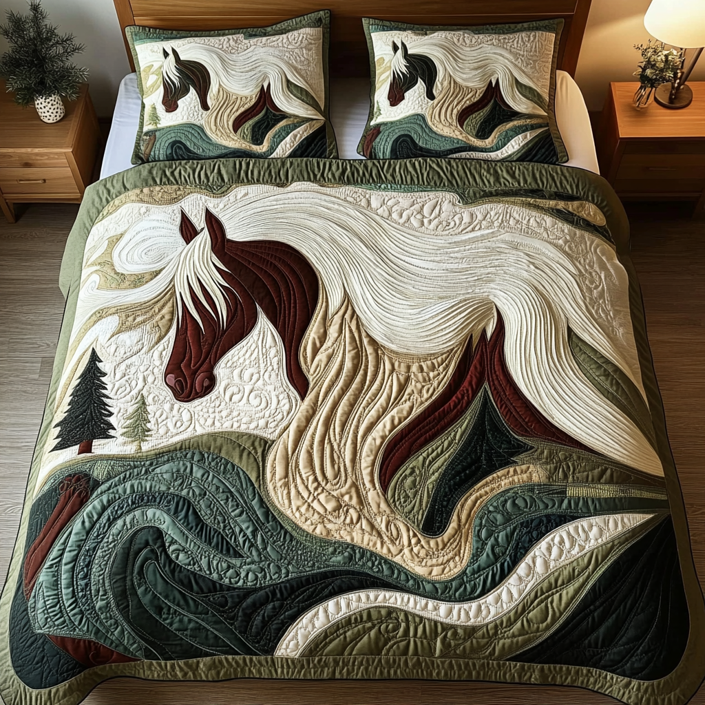 Galloping Grace Quilted Bedding Set Best Queen Sheets Best Gifts For Horse Lovers