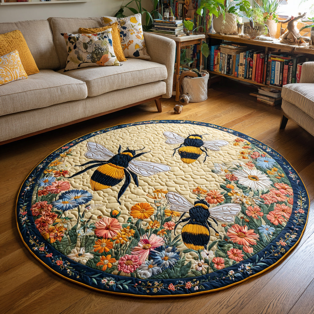Garden Bees Quilted Round Mat Circle Mat Bee Christmas Gifts