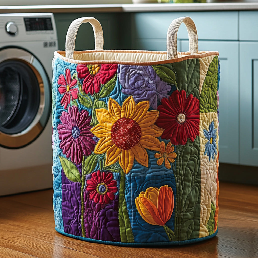 Garden Bloom Patchwork Quilted Laundry Basket Unique Laundry Hamper Good Mother Gifts