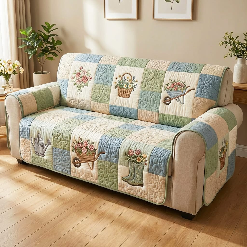 Garden Bloom Quilted Sofa Cover Pastel Couch Covers Best Mother's Day Gifts Ideas