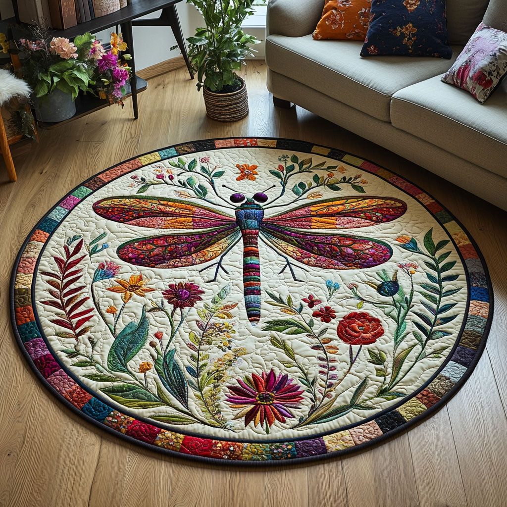 Garden Breeze Quilted Round Mat Cool Circle Rugs Dragon Father's Day Presents