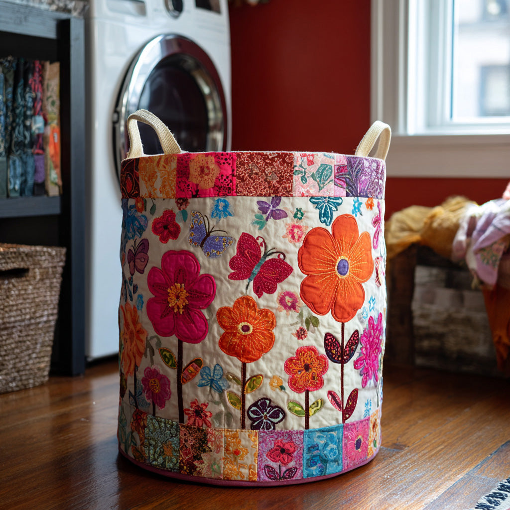 Garden Charm Quilted Laundry Basket Hamper Basket Mothers Day Suggestions