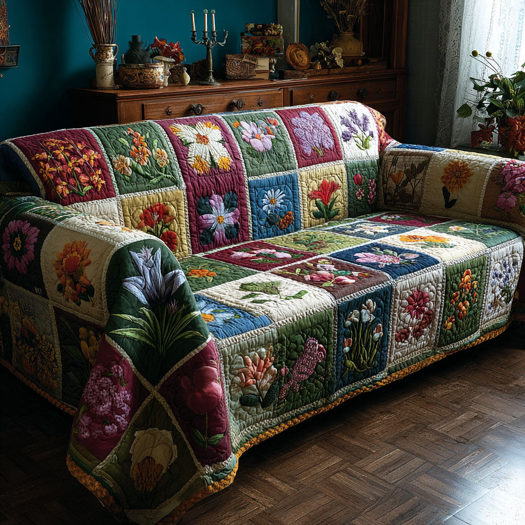 Garden Charm Quilted Sofa Cover Sofa Protector Gifts For The Flower Lover