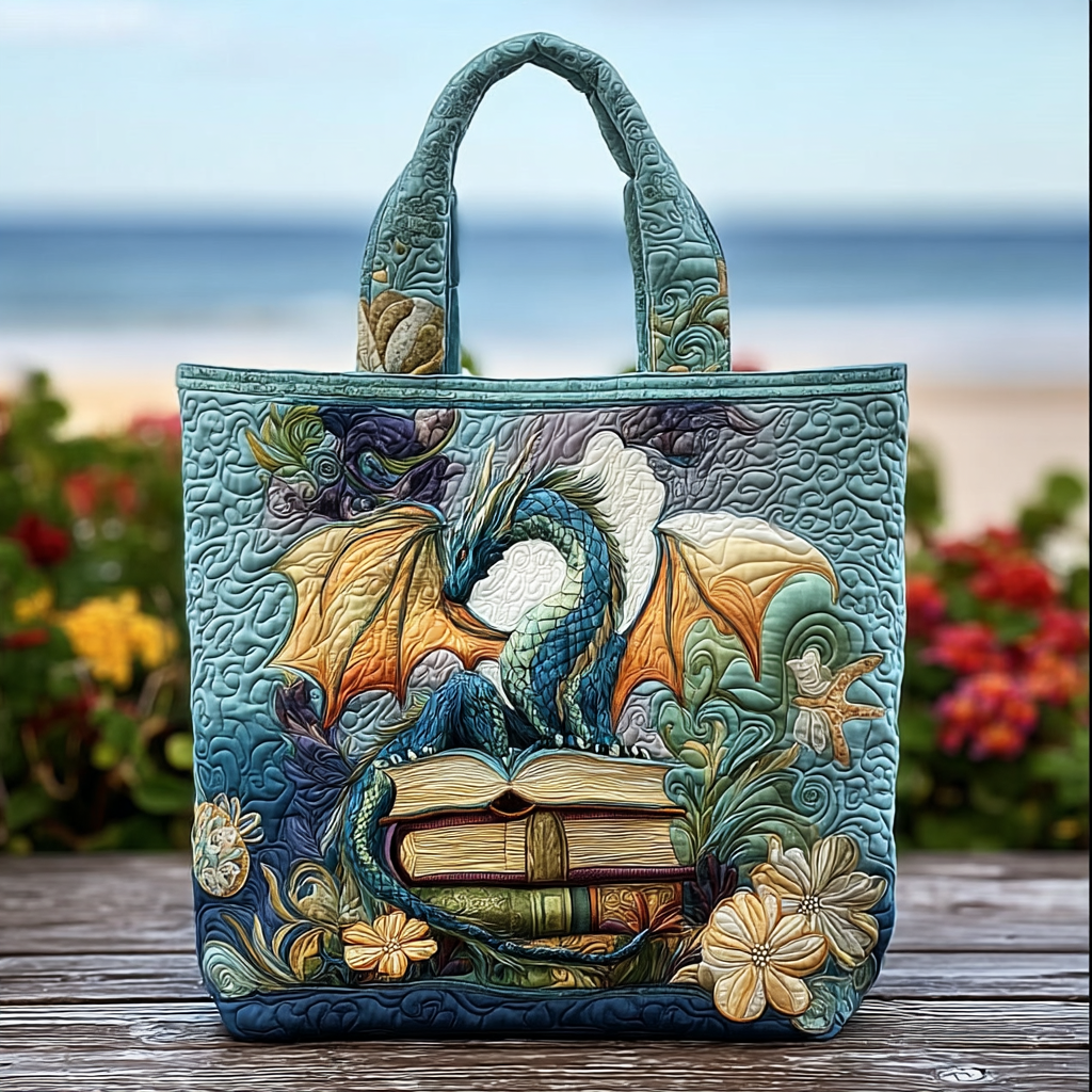 Garden Dragon Quilted Tote Bag Best Handbag For Everyday Use Moms Day Gift Ideas