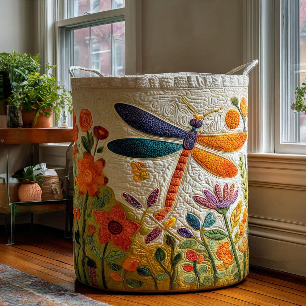 Garden Dragonfly Quilted Laundry Basket Best Clothes Hamper Best Dragonfly Gifts For Christmas