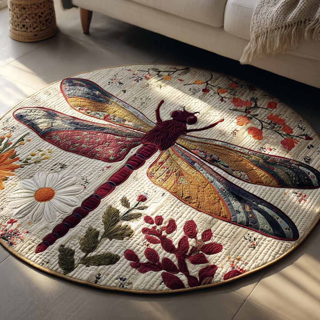 Garden Dragonfly Quilted Round Mat Living Room Design Dragon Gifts For Brothers