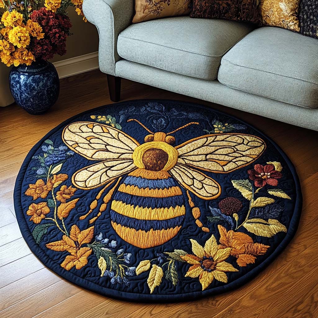 Garden Guardian Quilted Round Mat Circle Floor Mat Bee Themed Gifts For Him