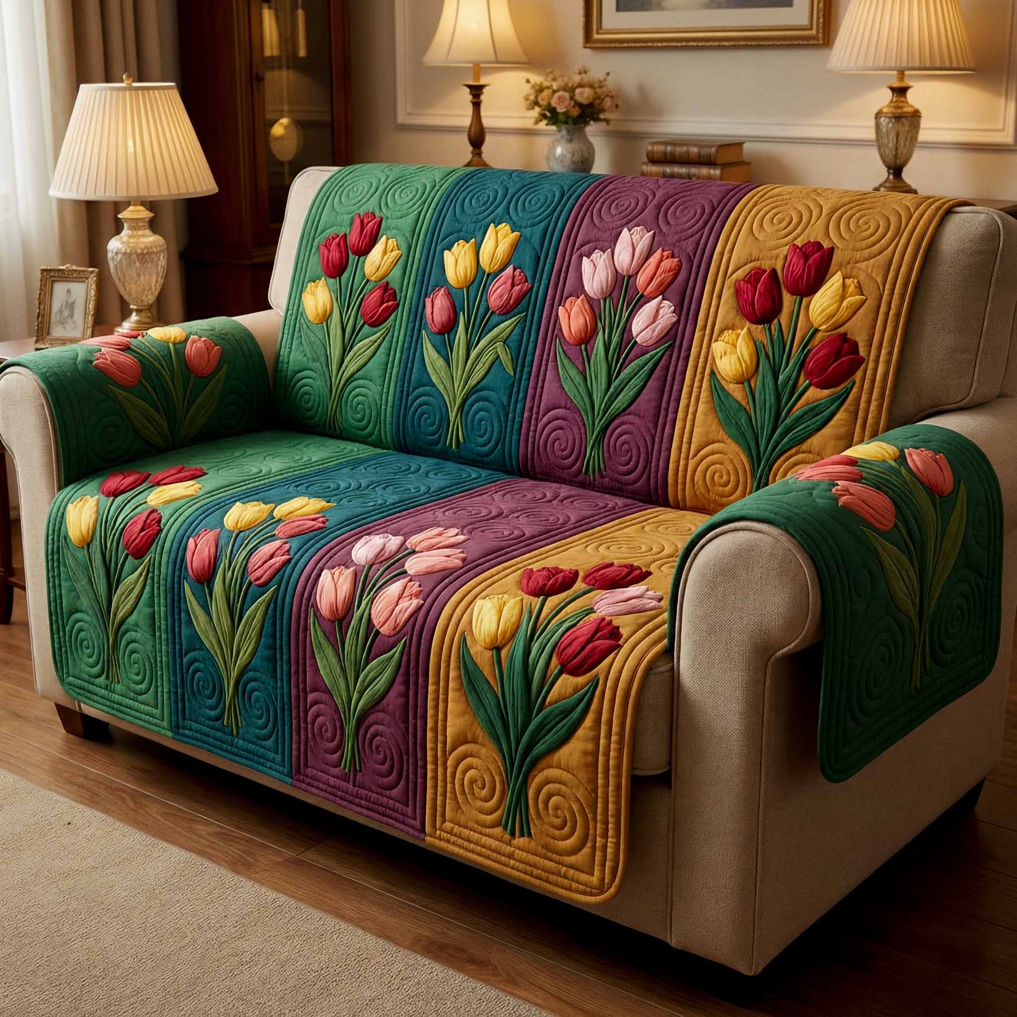 Garden Harmony Quilted Sofa Cover Couch Covers Christmas Flower Gifts