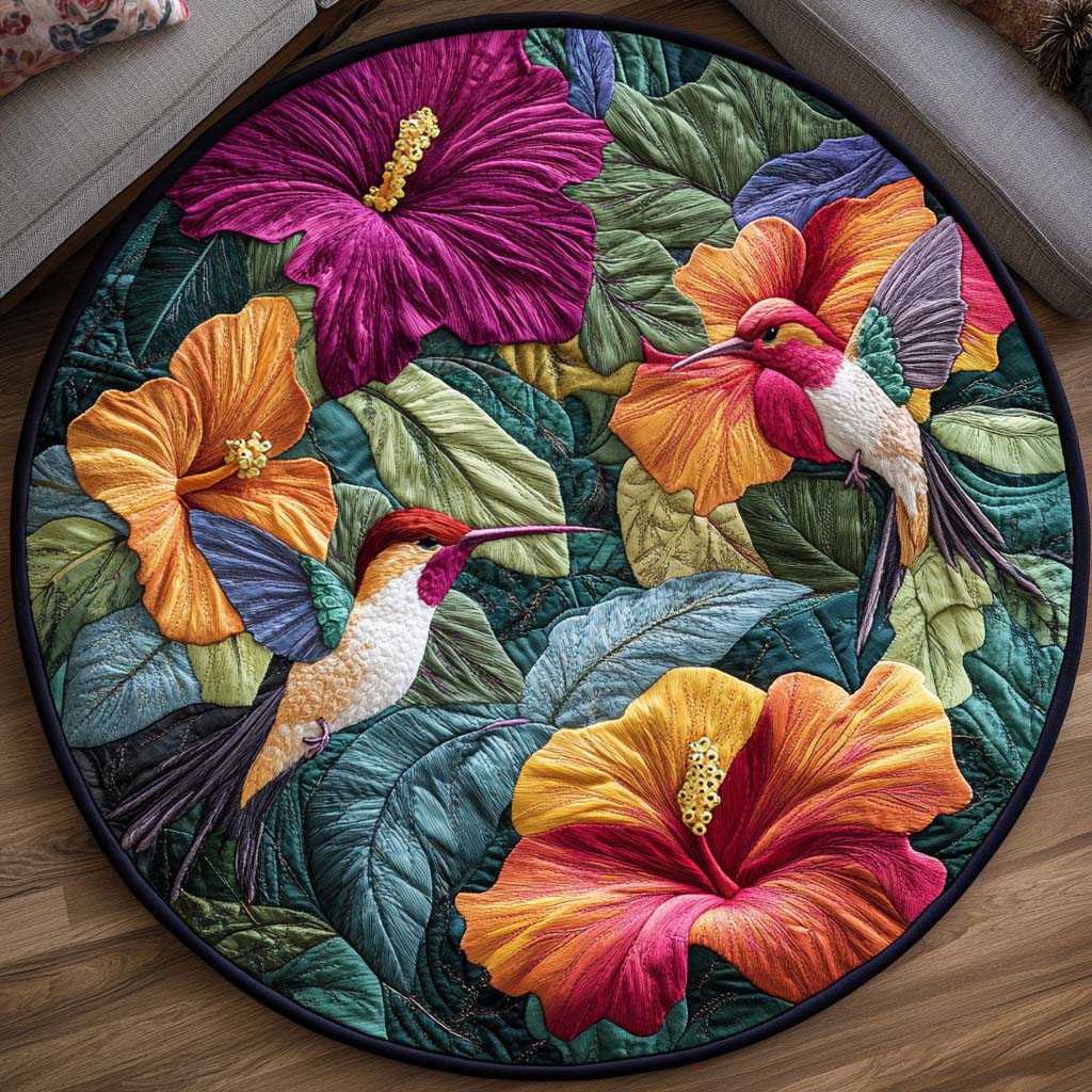 Garden Hummer Song Quilted Round Mat Large Round Mat Presents To Get Your Mom