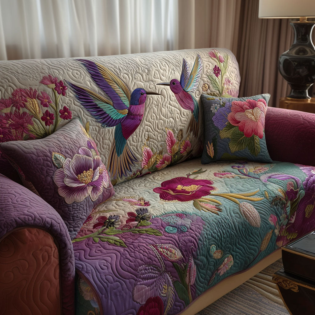 Garden Hummers Quilted Sofa Cover Sofa Seat Protector Hummingbird Gifts For Mom