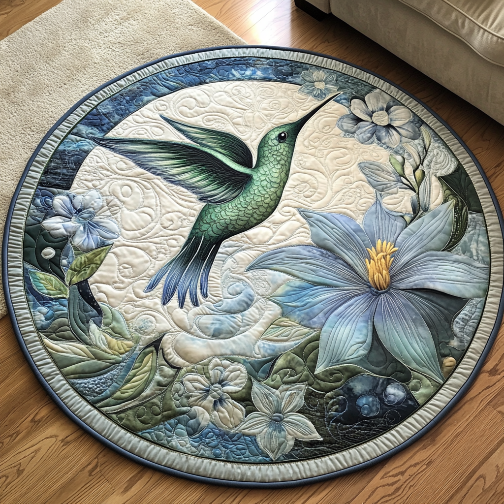 Garden Jewel Quilted Round Mat Large Round Carpet Rugs Unique Father's Day Gifts