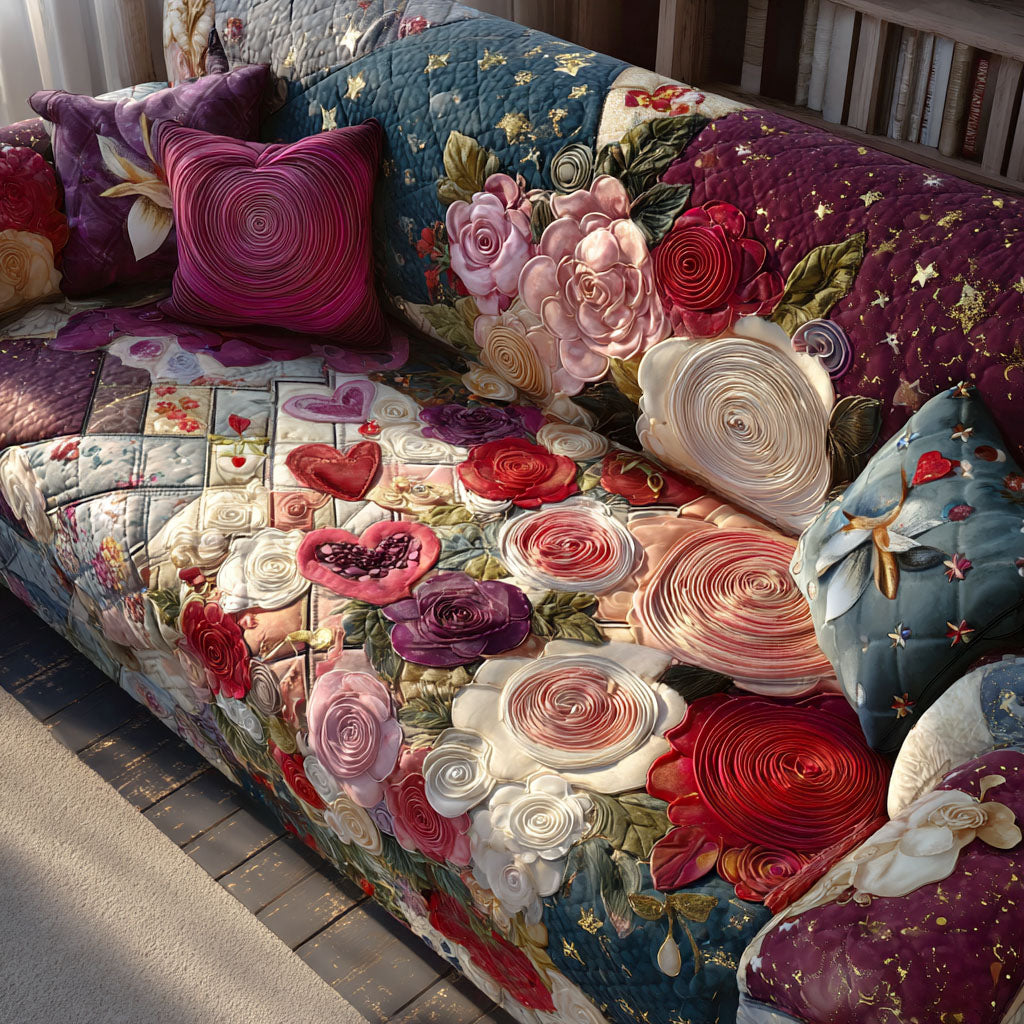 Garden Love Quilted Sofa Cover Home Decorattions Best Valentines Gifts For Her