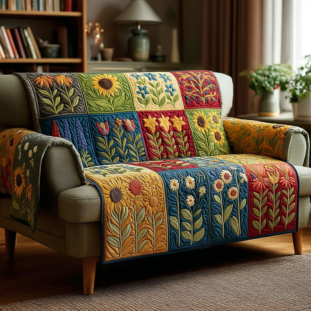 Garden Mosaic Quilted Sofa Cover Furniture Covers For Sofas Best Gifts For Flower Lovers