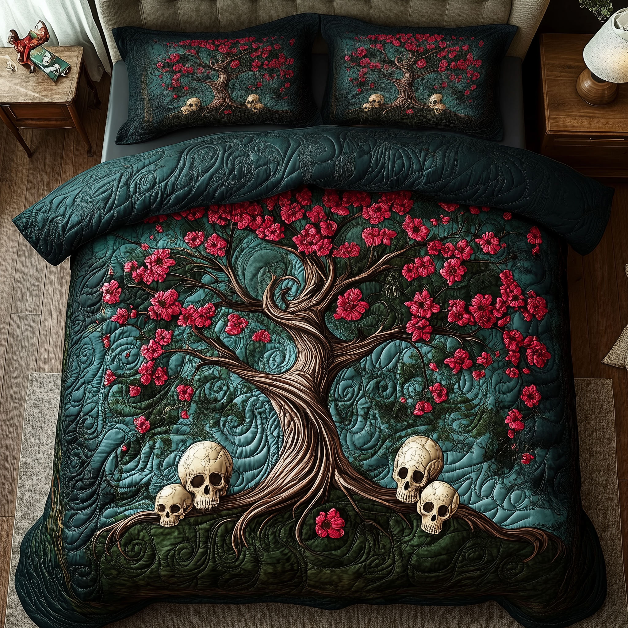 Garden of Soul Quilted Bedding Set Best King Sheets Unique Skull Gifts