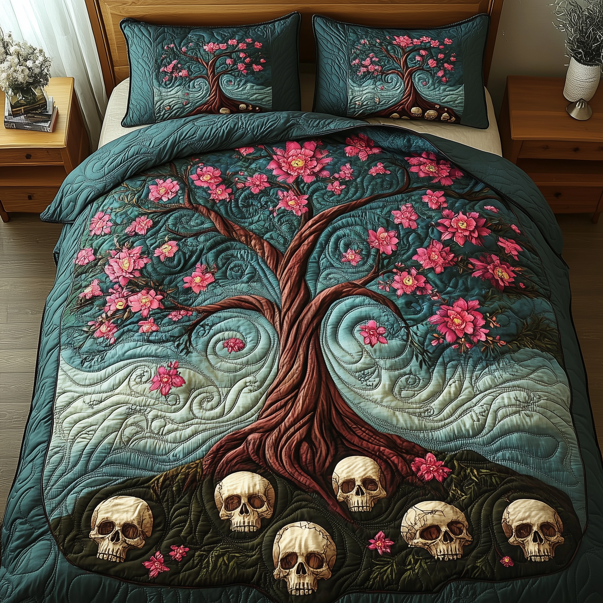 Garden of Soul Quilted Bedding Set Quilt Comforter Sets Cool Skull Gifts For Her
