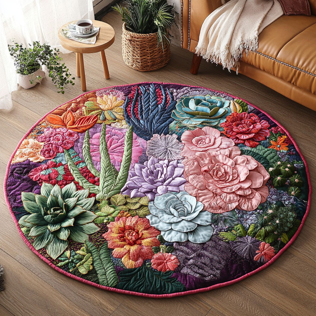 Garden of Thorns and Blooms Quilted Round Mat Lounge Room Decor Ideas Gift For Boyfriends Mom