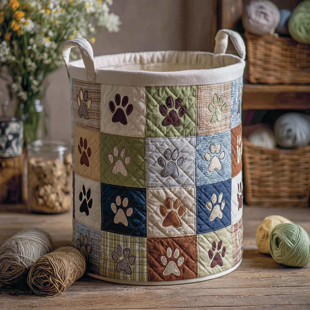 Garden Paw Block Quilted Laundry Basket Home Decor Styles Mother's Day Gifts For Daughter In Law