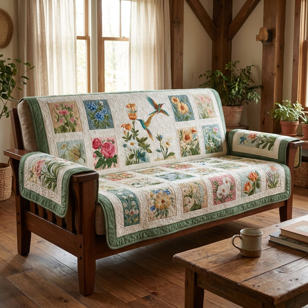 Garden Song Hummingbird Quilted Sofa Cover Indoor Decoration Beautiful Hummingbird Gifts