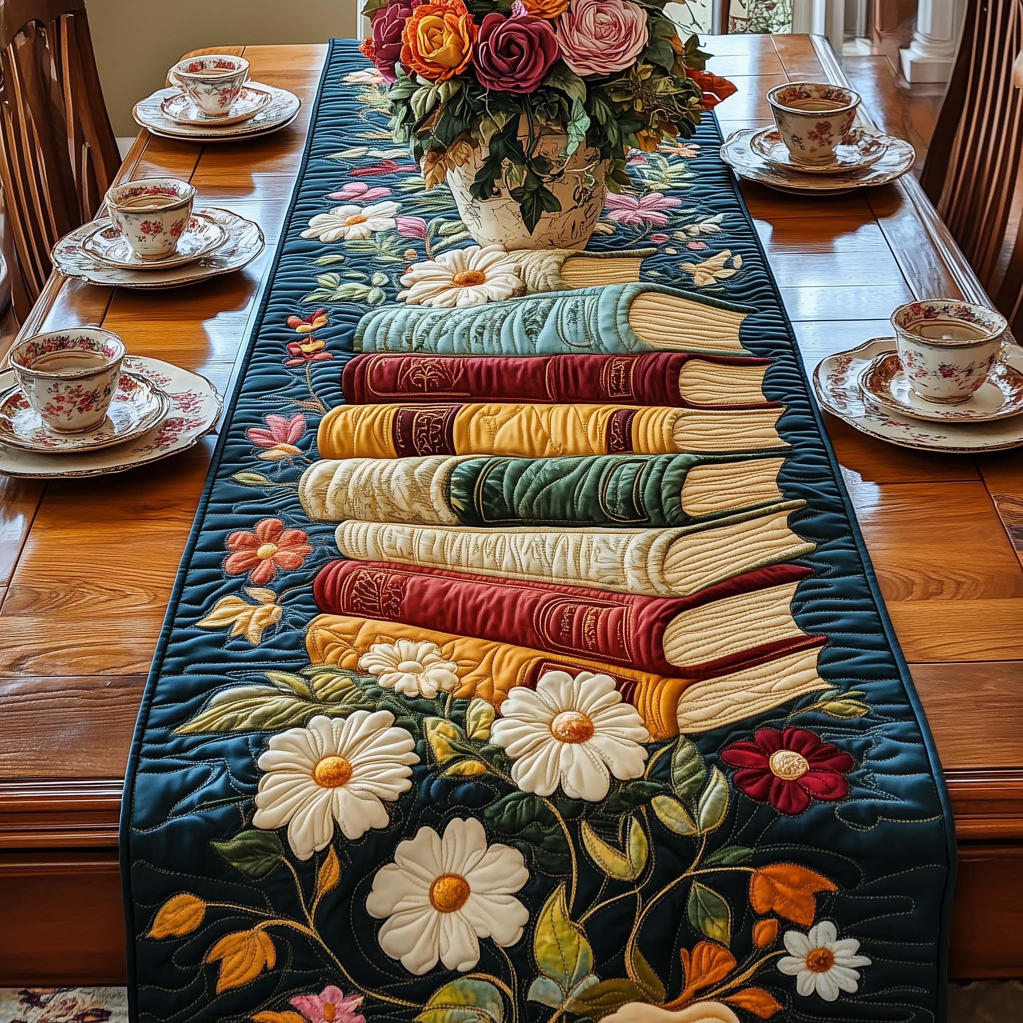 Garden Stories Quilted Table Runner Dinner Table Decor Best Book Related Gifts
