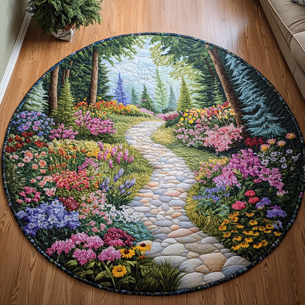 Garden Stroll Quilted Round Mat Mat Circle Gift Ideas For Mother In Law
