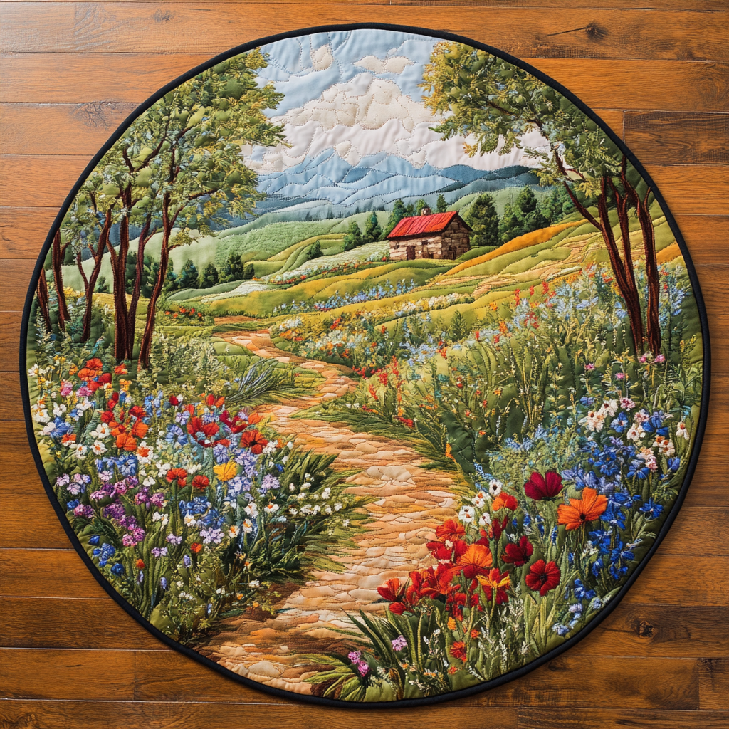 Garden Trail Quilted Round Mat Living Room Decor Thoughtful Mothers Day Gifts