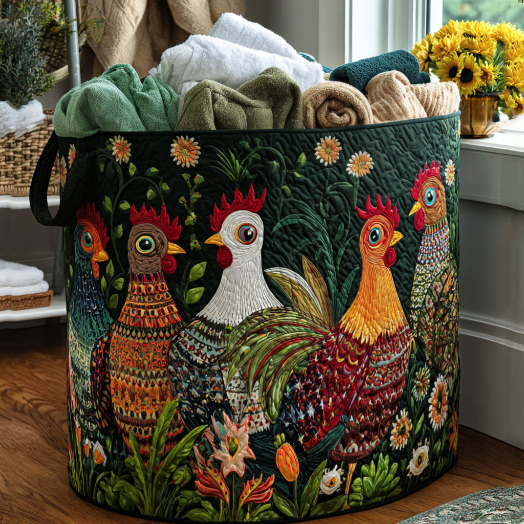 Garden Wake-Up Quilted Laundry Basket Best Laundry Basket Gifts For Chicken Farmers