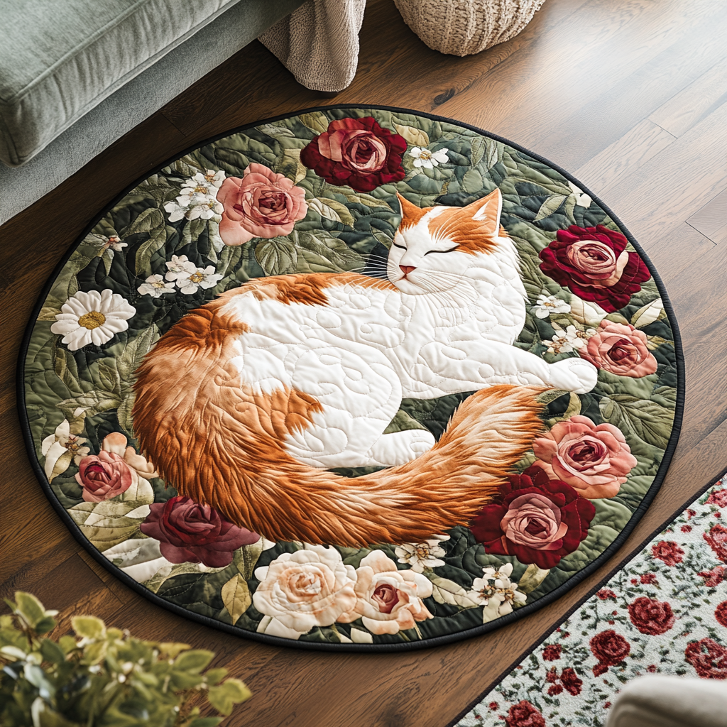 Garden Whiskers Quilted Round Mat Living Decor Ideas Cat Presents For Him Herr