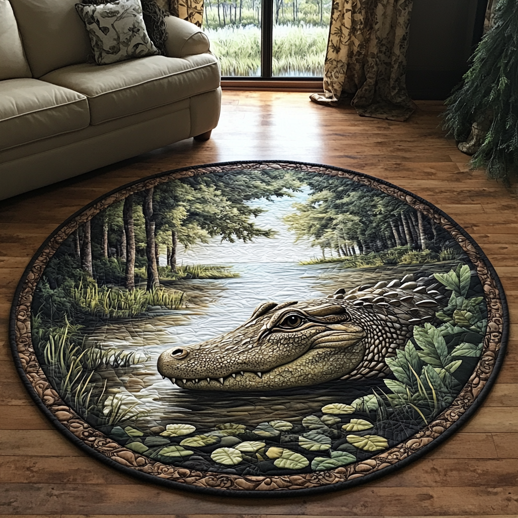 Gator Tracks Quilted Round Mat Rug With Circles Unique Gifts For Dad