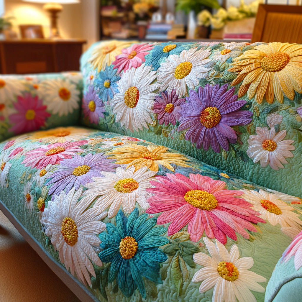 Gentle Bloom Field Quilted Sofa Cover Furniture Slipcovers Best Gifts For Flower Lovers