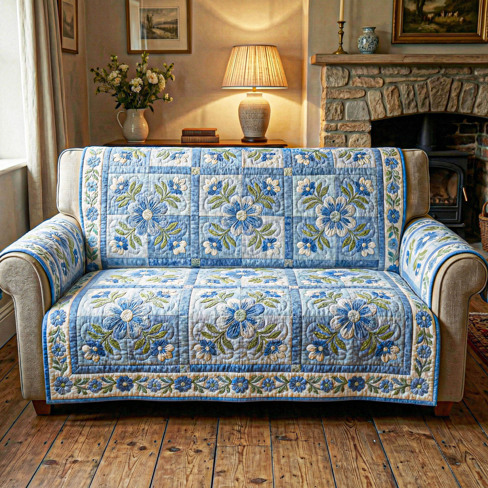 Gentle Blooms Quilted Sofa Cover Sofa Protector Gifts For The Flower Lover