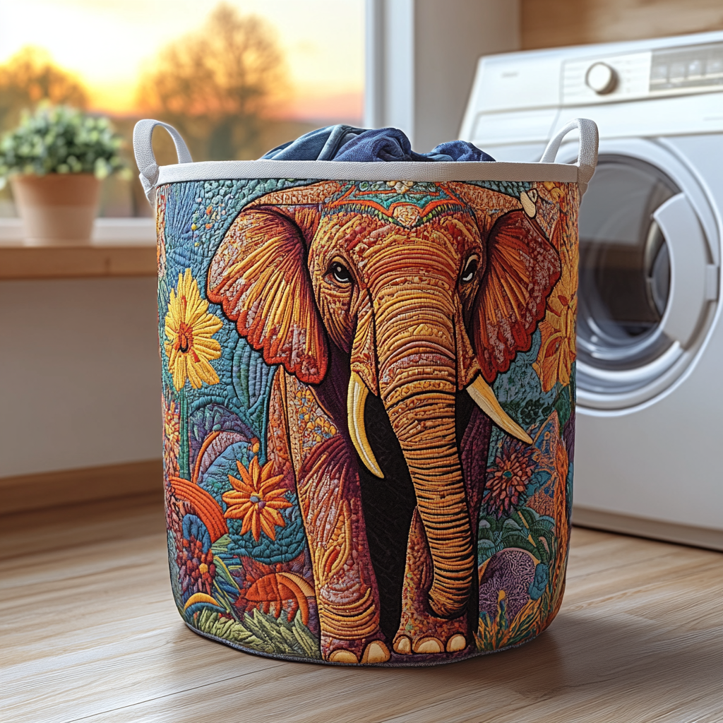 Gentle Elephant Quilted Laundry Basket Clothes Hamper Womens Elephant Gifts For Her