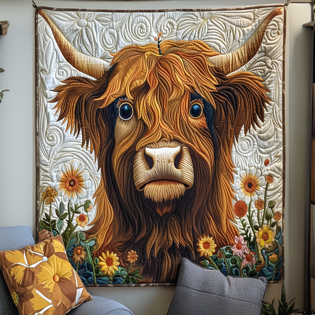 Gentle Gaze Quilted Blanket Best King Sheet Set Highland Cow Themed Gifts