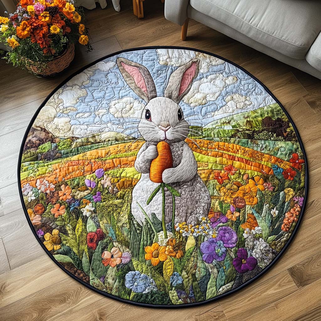 Gentle Hopper Quilted Round Mat Home Decor Shop Gifts For People Who Love Bunnies