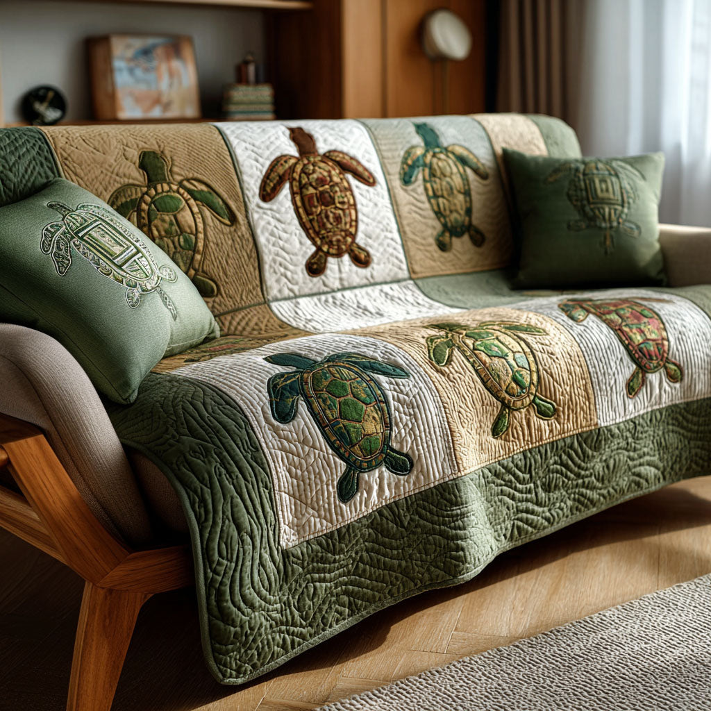 Gentle Horizon Quilted Sofa Cover Furniture Covers Turtle Gifts For Dad