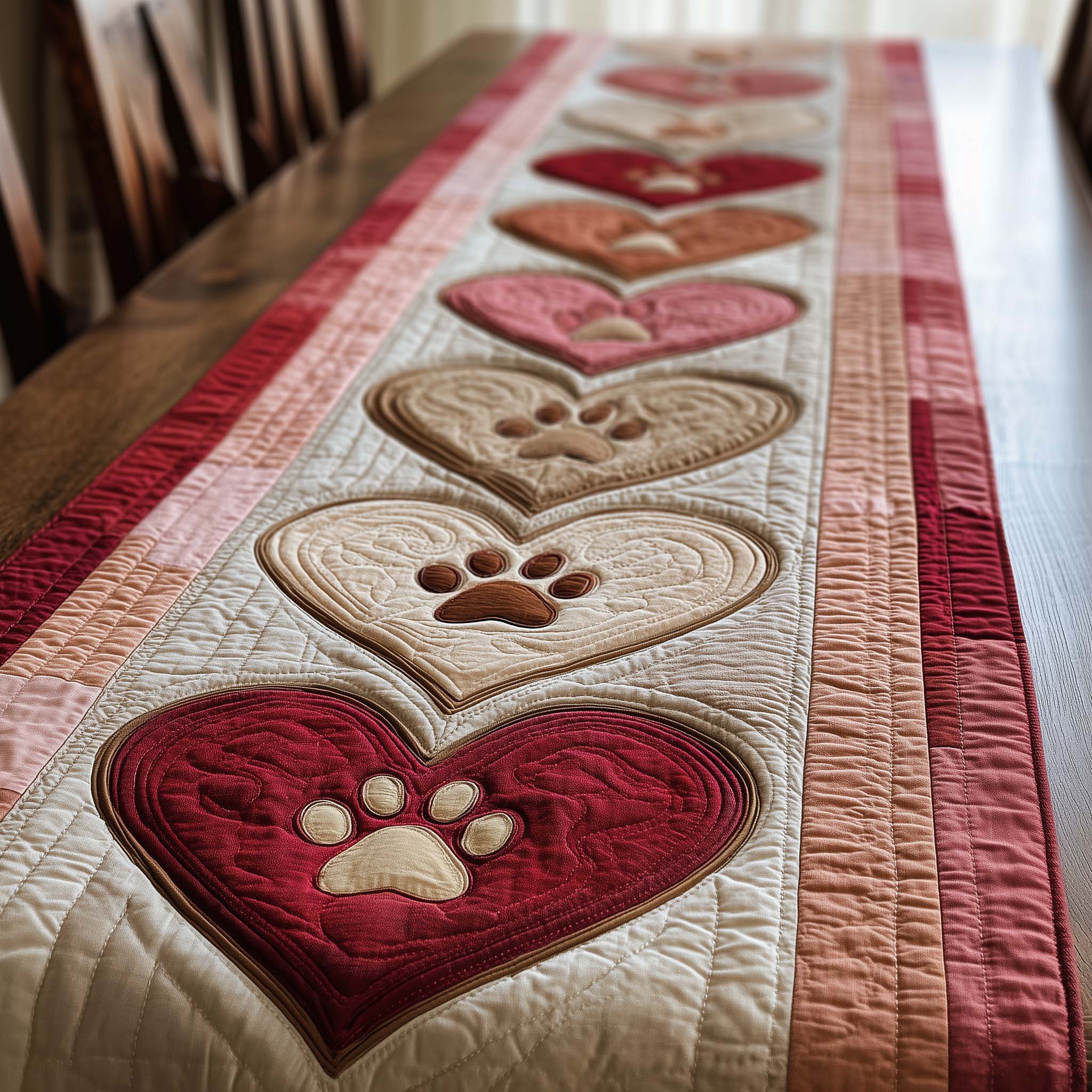 Gentle Paws Quilted Table Runner Romantic Table Setting Best Valentine Day Gifts For Mom