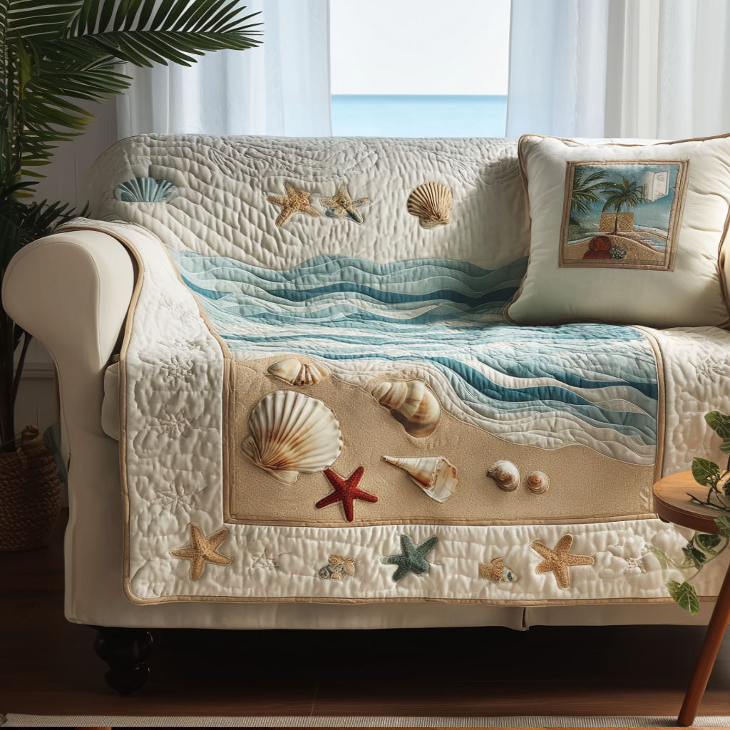 Gentle Waves Quilted Sofa Cover Sofa Saver Covers Cool Beach Gifts