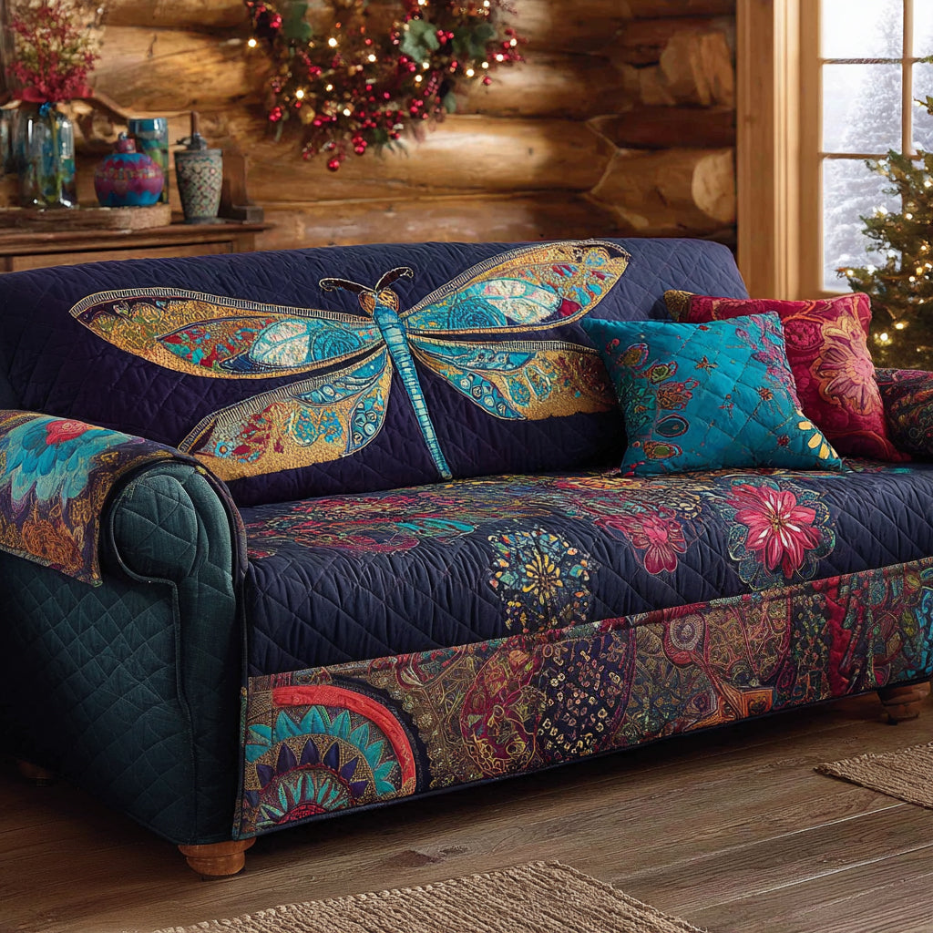 Gentle Wings Quilted Sofa Cover Large Couch Cover Unusual Dragonfly Gifts