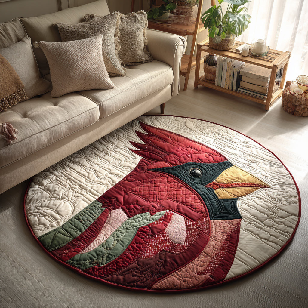 Geometric Cardinal Quilted Round Mat Large Round Rugs For Living Room Cardinal Gifts For Dad